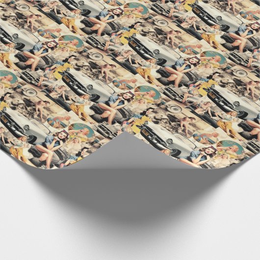 1950s Retro Meisjes Collage Cadeaupapier (Hoek)
