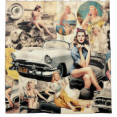 1950s Retro Meisjes Collage Douchegordijn (Voorkant)