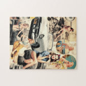 1950s Retro Meisjes Collage Legpuzzel (Horizontaal)