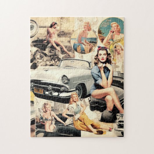 1950s Retro Meisjes Collage Legpuzzel (Verticaal)