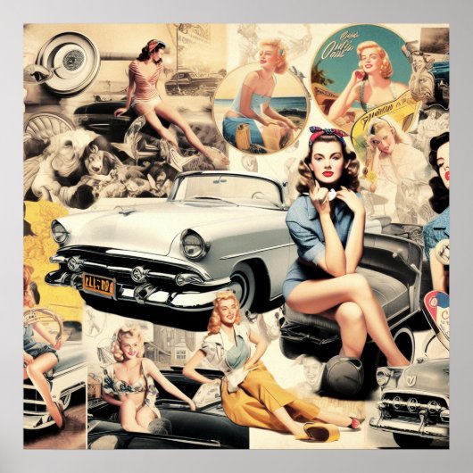1950s Retro Meisjes Collage Poster (Voorkant)