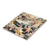 1950s Retro Meisjes Collage Tegeltje (Zijkant)