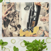 1950s Retro Meisjes Collage Theedoek (Gevouwen)