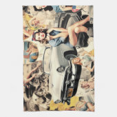 1950s Retro Meisjes Collage Theedoek (Verticaal)