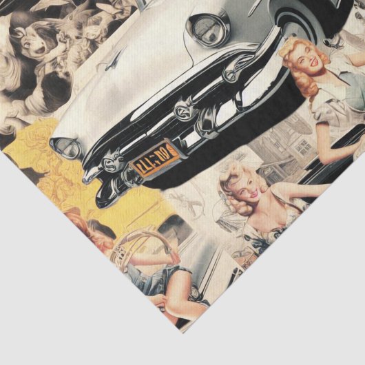 1950s Retro Meisjes Collage Tissuepapier (Detail)