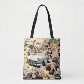 1950s Retro Meisjes Collage Tote Bag (Voorkant)
