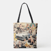 1950s Retro Meisjes Collage Tote Bag (Achterkant)