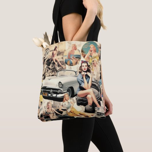 1950s Retro Meisjes Collage Tote Bag (Dichtbij)