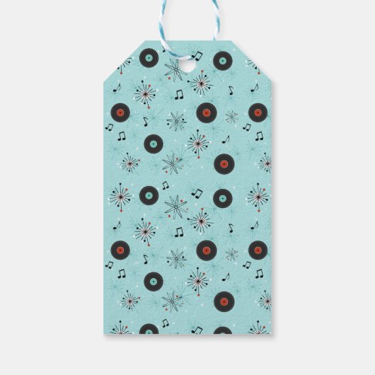 1950s Retro Music Records Cadeaulabel (Achterkant)