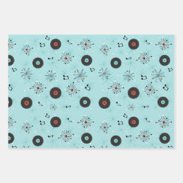 1950s Retro Music Records Inpakpapier Vel