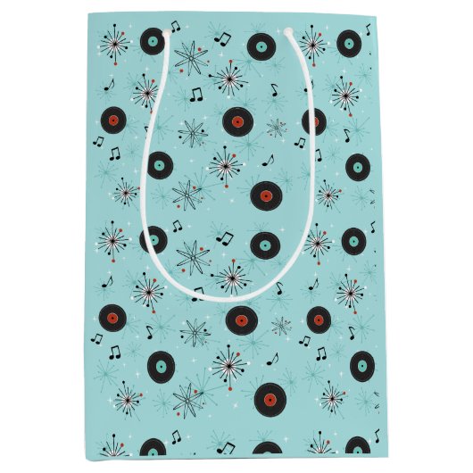 1950s Retro Music Records Medium Cadeauzakje (Voorkant)