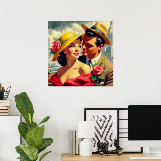 1950s Retro Paar Schilderen Poster (Thuiskantoor)