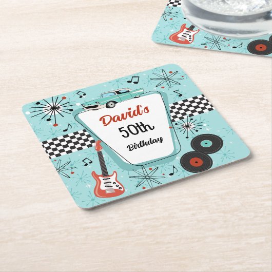 1950's Retro Party  Kartonnen Onderzetters (Schuin)