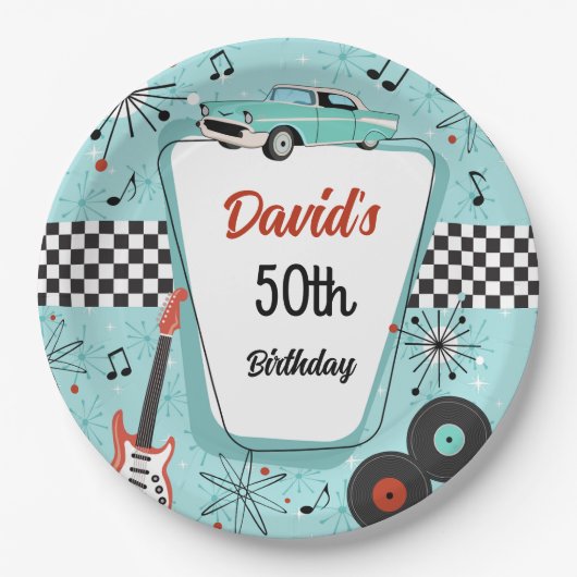 1950's Retro Party  Papieren Bordje (Voorkant)