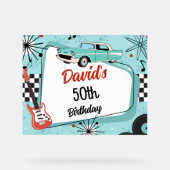 1950's Retro Red & Blue Birthday Party  Acryl Bord (Voorkant)