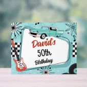 1950's Retro Red & Blue Birthday Party  Acryl Bord (Neutraal)