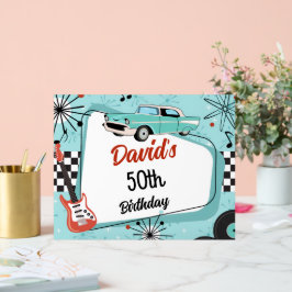 1950's Retro Red & Blue Birthday Party Acryl Bord