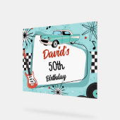 1950's Retro Red & Blue Birthday Party  Acryl Bord (Hoek)