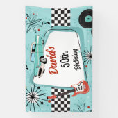 1950's Retro Red & Blue Birthday Party Spandoek (Verticaal)