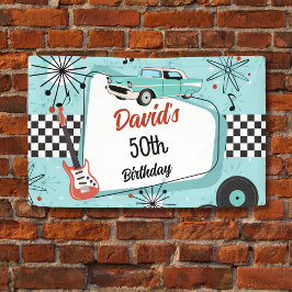 1950's Retro Red & Blue Birthday Party Spandoek