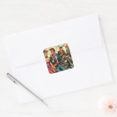 1950s Retro Rock-'n-Rollstrips Vierkante Sticker (Envelop)