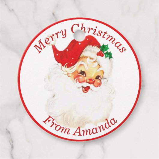 1950s Retro Sinterklaas Aangepaste Kerstmis Bedankjes Labels (Voorkant)
