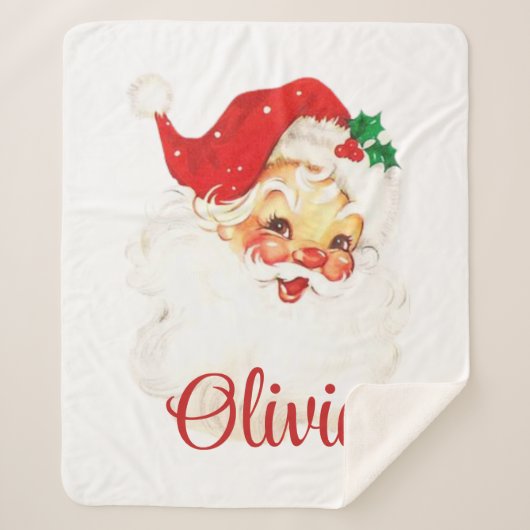 1950s Retro Sinterklaas Aangepaste Kerstmis Sherpa Deken (Voorkant)