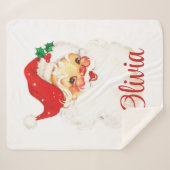 1950s  Retro Sinterklaas Aangepaste Kerstmis Sherpa Deken (Voorkant (horizontaal))