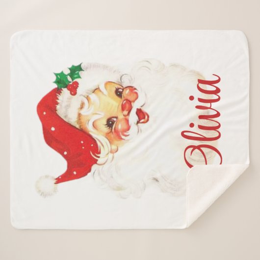 1950s  Retro Sinterklaas Aangepaste Kerstmis Sherpa Deken (Voorkant (horizontaal))