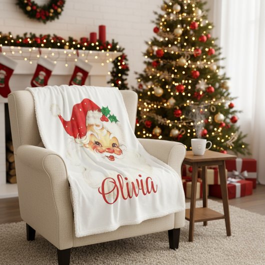 1950s  Retro Sinterklaas Aangepaste Kerstmis Sherpa Deken