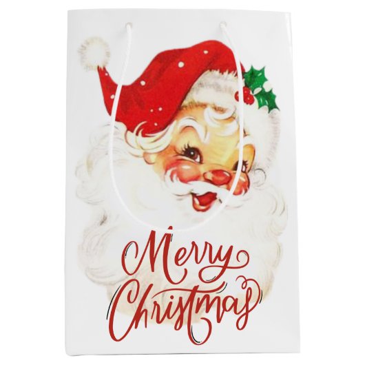 1950s  Retro Sinterklaas Kerstmis Medium Cadeauzakje (Voorkant)