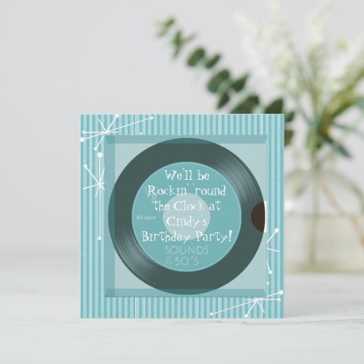 1950's Retro Verjaardagsfeest Kaart (Staand voorkant)