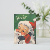 1950s Retro Vintage Kerstman telefonisch Feestdagenkaart (Staand voorkant)