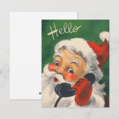 1950s Retro Vintage Kerstman telefonisch Feestdagenkaart (Voorkant / Achterkant)