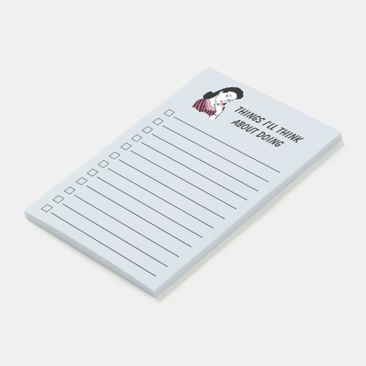 1950's Retro Vrouw Checklist, blauw Post-it® Notes (Schuin)