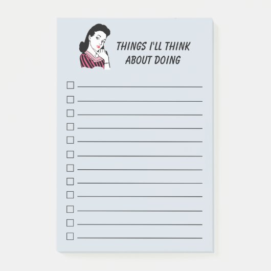 1950's Retro Vrouw Checklist, blauw Post-it® Notes (Voorkant)
