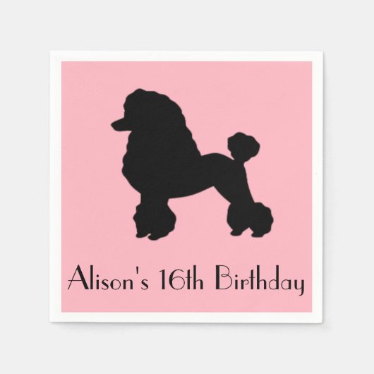 1950s Roze Poedel Rok Wegwerp Servetten (Voorkant)