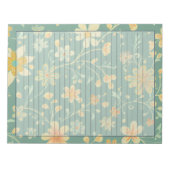 1950s Sage Groene Retro Midden Eeuw Bloemen Ontwer Notitieblok (Voorkant)