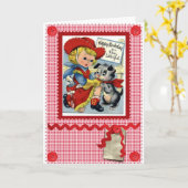 1950'S SCHATTIGEE COWGIRL VERJAARDAG KAART (Gele Bloem)