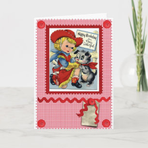 1950'S SCHATTIGEE COWGIRL VERJAARDAG KAART