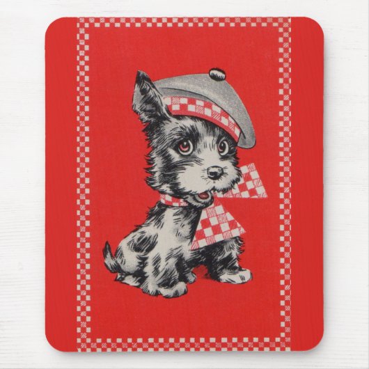 1950s Scottie-hond in het rood Muismat (Voorkant)