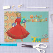 1950s Stijl Kerstmis Vrouw met Cadeaus Tissuepapier (Craft)