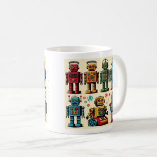 1950s stijl speelgoed robots koffiemok