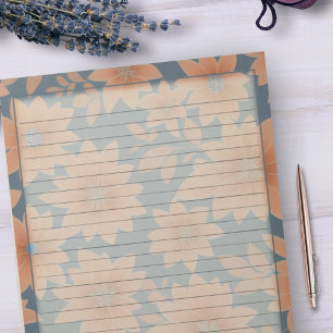 1950s Stoffig Blauw Sinaasappel Retro Mid Century  Notitieblok