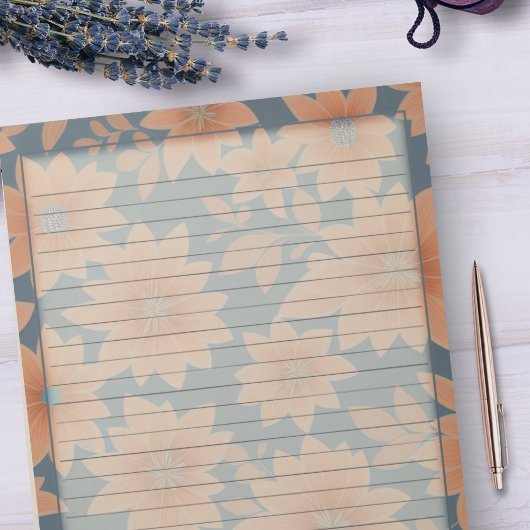 1950s Stoffig Blauw Sinaasappel Retro Mid Century  Notitieblok