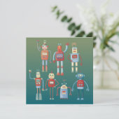 1950s Style Cute Retro Fun Robots Greetings Card (Staand voorkant)
