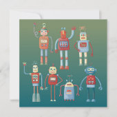 1950s Style Cute Retro Fun Robots Greetings Card (Voorkant)