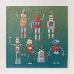 1950s Style Cute Retro Fun-robots Legpuzzel