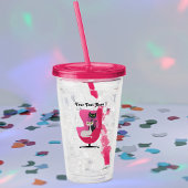 1950's Style Roze Stoel met twee Fancy katten Acryl Drinkbeker
