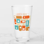 1950s Style Turquoise Orange Geometric Mid Century Glas (Achterkant)